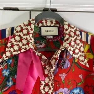 GUCCI★グッチ★素敵！Double net print silk dress 100% Authentic GUCCI Vintage Runway Silk Dress Size: 42 | eBay